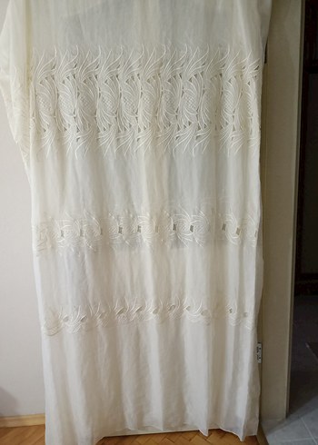 Nakışlı Beyaz Bohem Tül Perde - Görsel 2