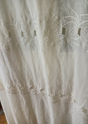 Nakışlı Beyaz Bohem Tül Perde - Görsel 3