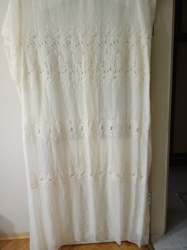 Nakışlı Beyaz Bohem Tül Perde - Görsel 2