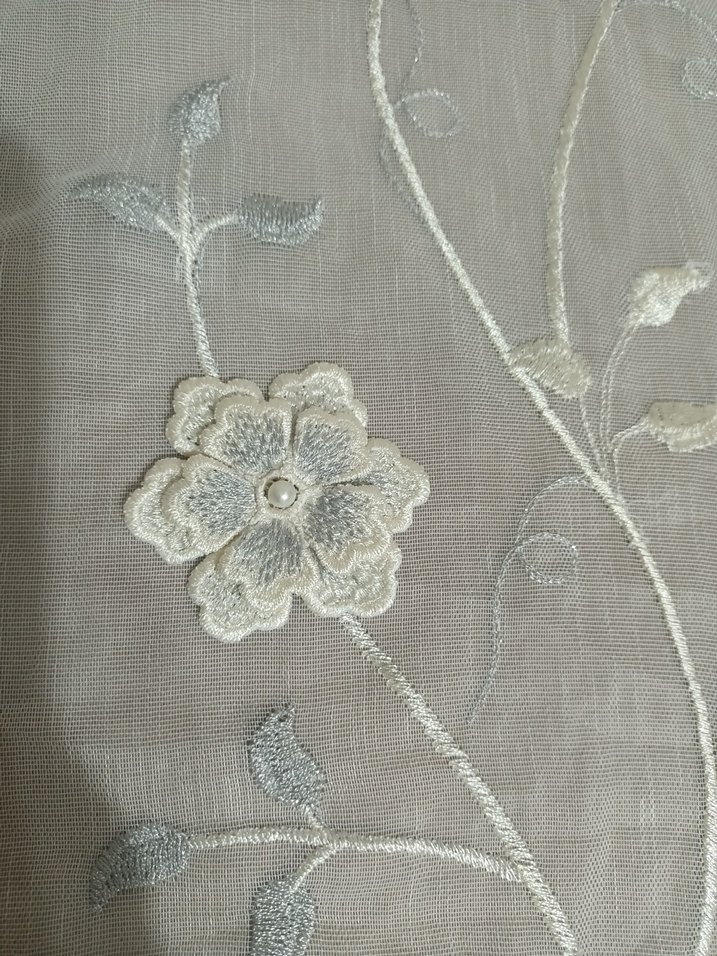Nakışlı Beyaz Gri Perde - Görsel 4