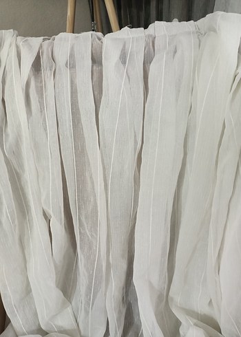 Bohem Beyaz Şeritli Tül Perde - Görsel 7