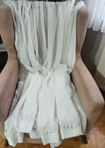 Bohem Beyaz Şeritli Tül Perde - Görsel 5