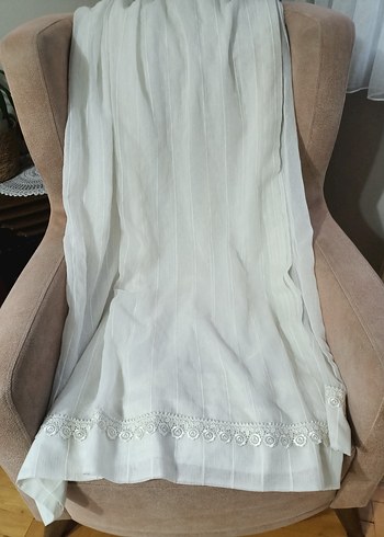 Bohem Beyaz Şeritli Tül Perde - Görsel 2