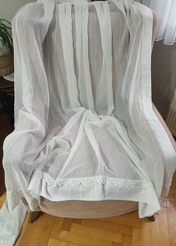 Bohem Beyaz Şeritli Tül Perde - Görsel 4