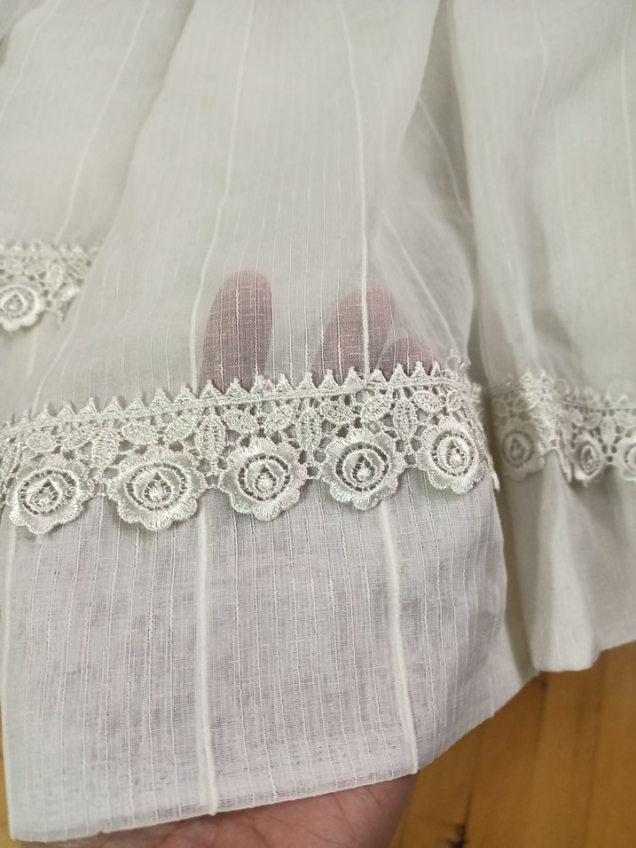 Bohem Beyaz Şeritli Tül Perde - Görsel 3