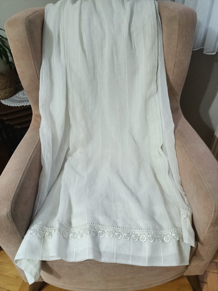 Bohem Beyaz Şeritli Tül Perde - Görsel 2