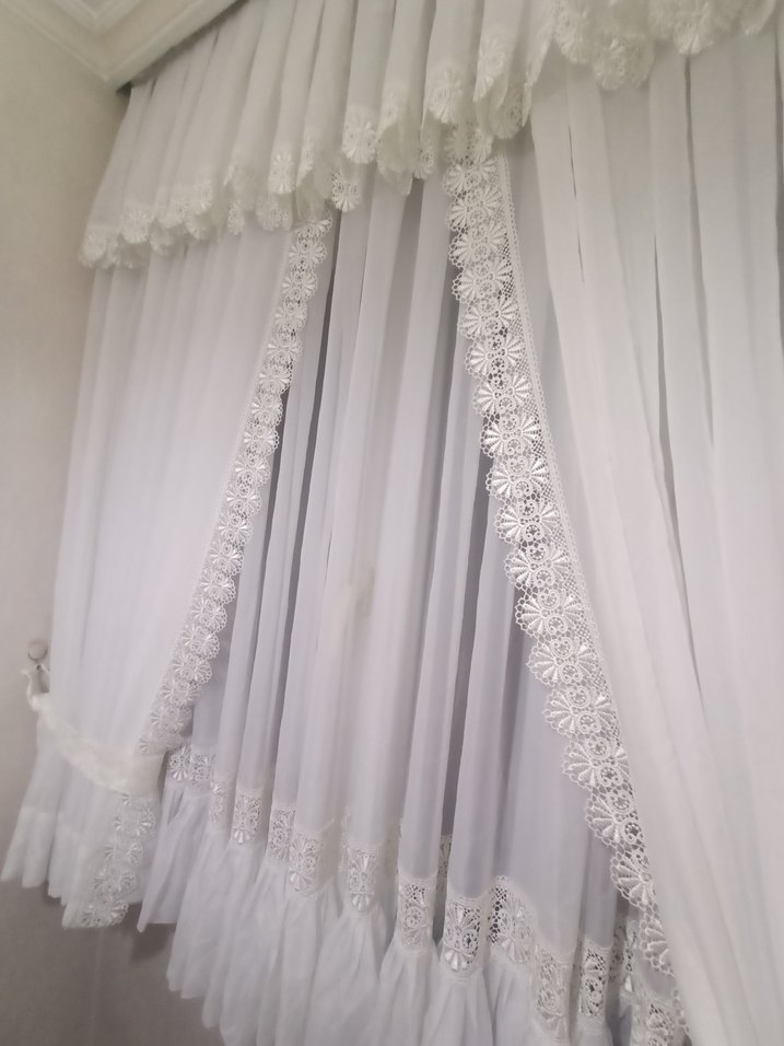 İşlemeli Beyaz Perde Seti - Görsel 4