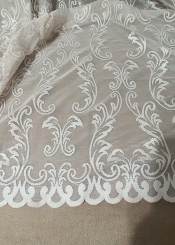 İşlemeli Beyaz Bohem Tül Perde - Görsel 4