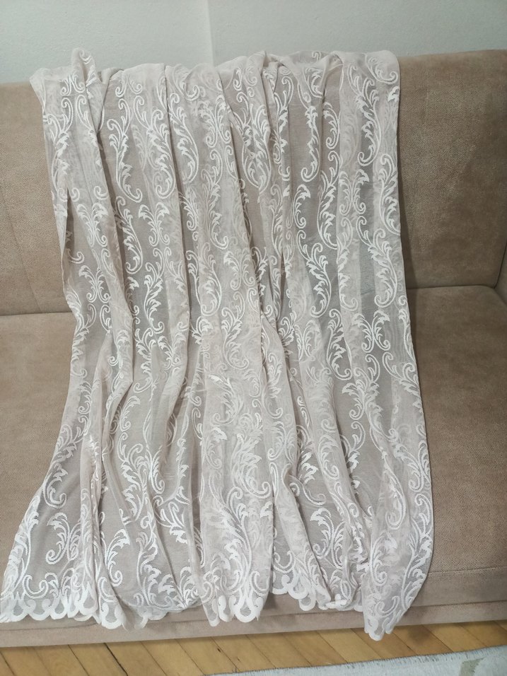 İşlemeli Beyaz Bohem Tül Perde - Görsel 5