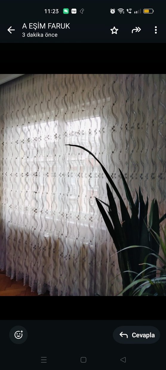 Nakışlı Beyaz Gri Tül Perde - Görsel 2