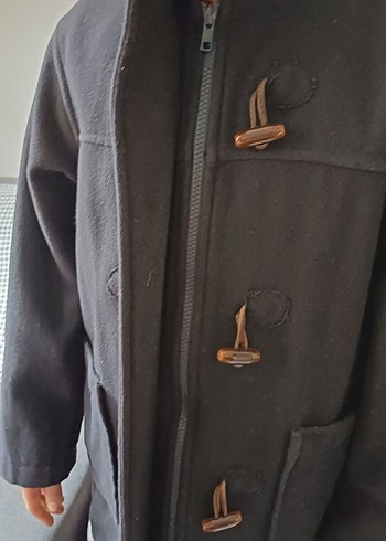 Benetton Siyah Kaşe kaban - Görsel 4