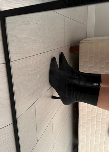 38 Beden siyah Renk Tokalı Siyah Deri Stiletto Kadın Bot