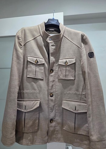 Düğmeli Bej Erkek Kaban - Görsel 2