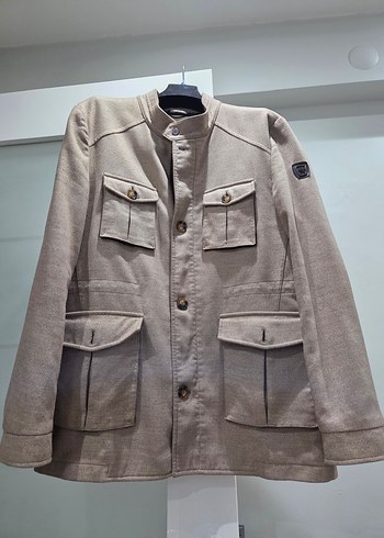 Düğmeli Bej Erkek Kaban - Görsel 3