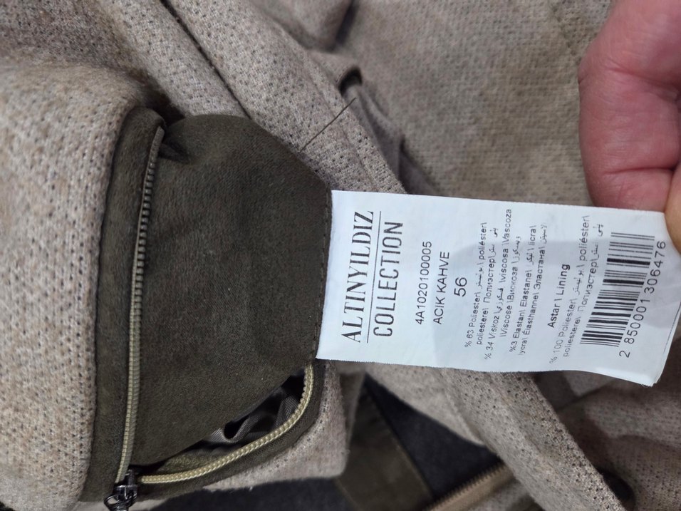 Düğmeli Bej Erkek Kaban - Görsel 5