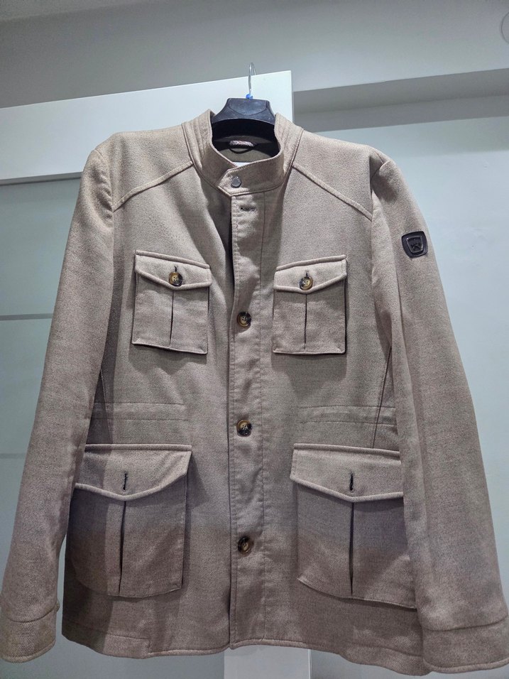 Düğmeli Bej Erkek Kaban - Görsel 4