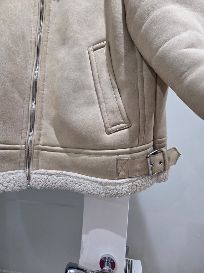 Zara  Kürklü Bej Süet Erkek Mont - Görsel 3