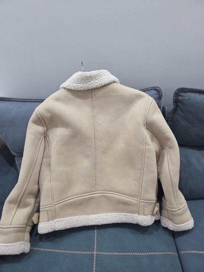 Zara  Kürklü Bej Süet Erkek Mont - Görsel 4