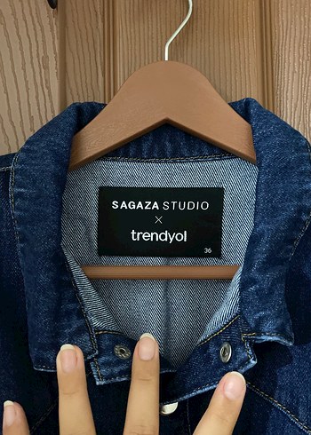 s Beden lacivert Renk Sagaza X Trendyol Kemerli Denim Mini Elbise
