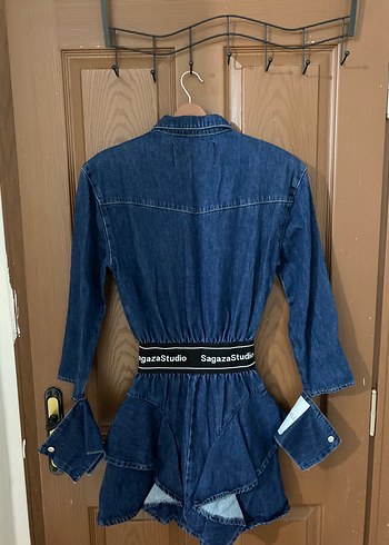 s Beden Sagaza X Trendyol Kemerli Denim Mini Elbise