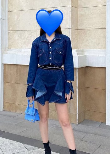Sagaza Madrid Sagaza X Trendyol Kemerli Denim Mini Elbise