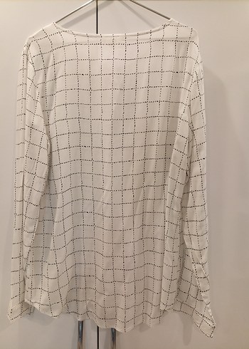 Koton Marka Kadın Beyaz Gri Kareli Keten Gömlek - Görsel 3