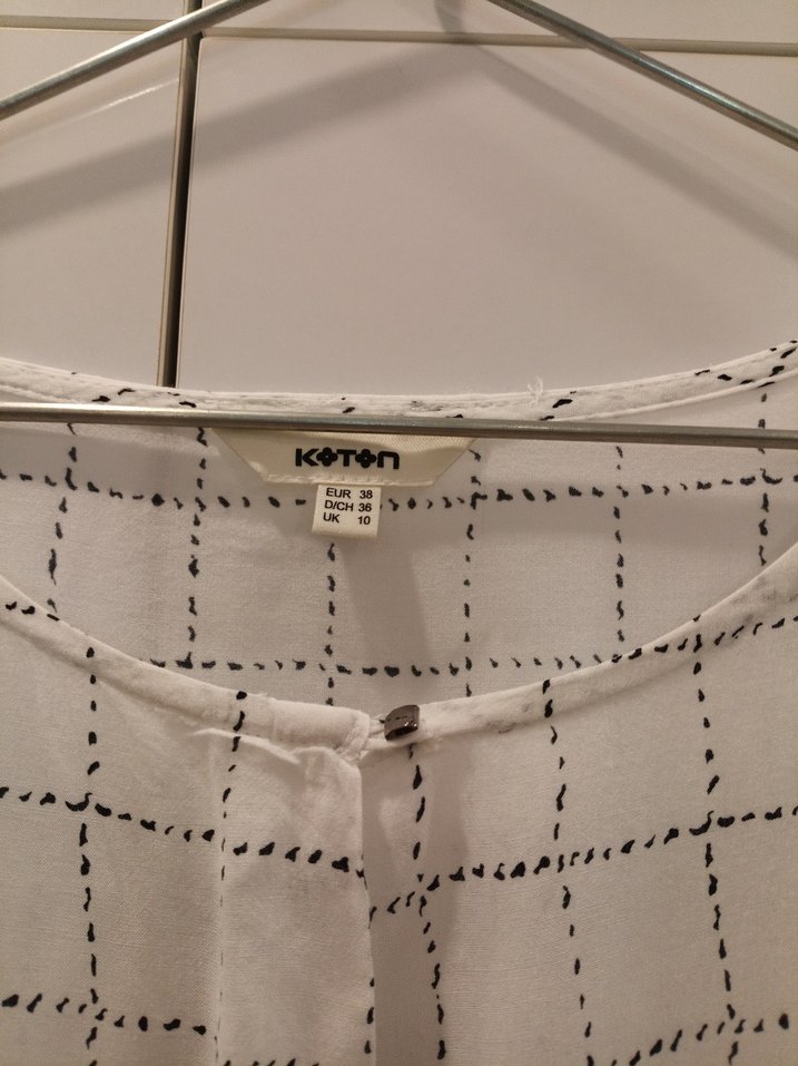 Koton Marka Kadın Beyaz Gri Kareli Keten Gömlek - Görsel 2