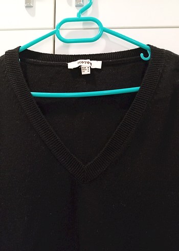 Siyah V Yaka Koton Marka Kadın Kazak - Görsel 8