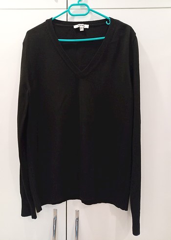 Siyah V Yaka Koton Marka Kadın Kazak - Görsel 7