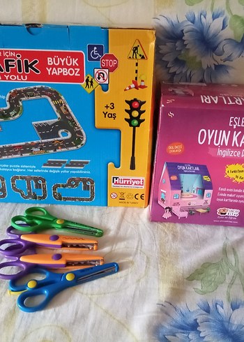 Büyük Yapboz ve Eşleştirme Oyun Kartları, Çocuk Makasları - Görsel 4