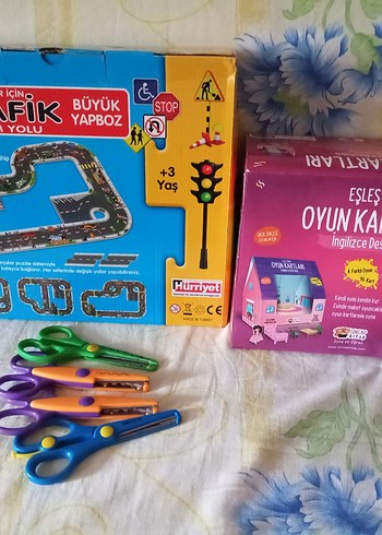 Büyük Yapboz ve Eşleştirme Oyun Kartları, Çocuk Makasları - Görsel 2