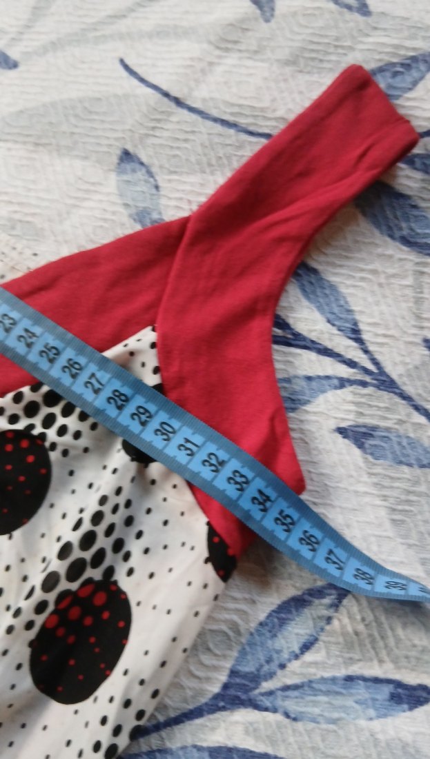 Kırmızı V Yakalı Puantiyeli Hamile elbisesi - Görsel 3