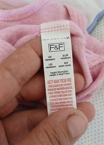 F&F Pembe Kısa Kollu Bebek Çıtçıtlı Body