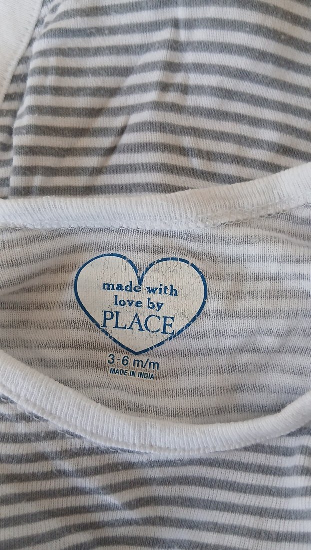 Gri Çizgili Kısa Kollu Bebek Body - Görsel 2