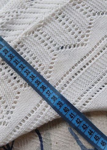 Beyaz Örgü Mini Bohem Kadın Hırka - Görsel 3