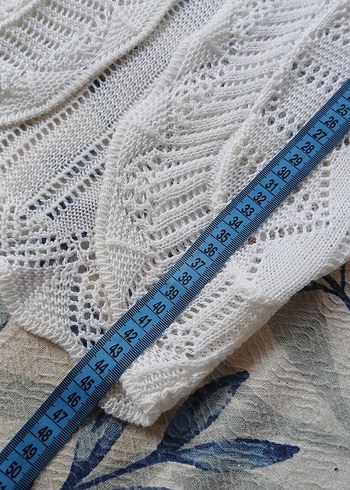 Beyaz Örgü Mini Bohem Kadın Hırka - Görsel 4