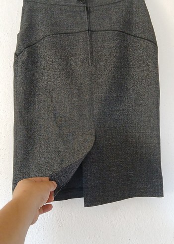 Gri Kadın Yün Kumaşlı Düğmeli Takım - Görsel 4