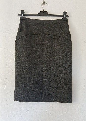 Gri Kadın Yün Kumaşlı Düğmeli Takım - Görsel 3