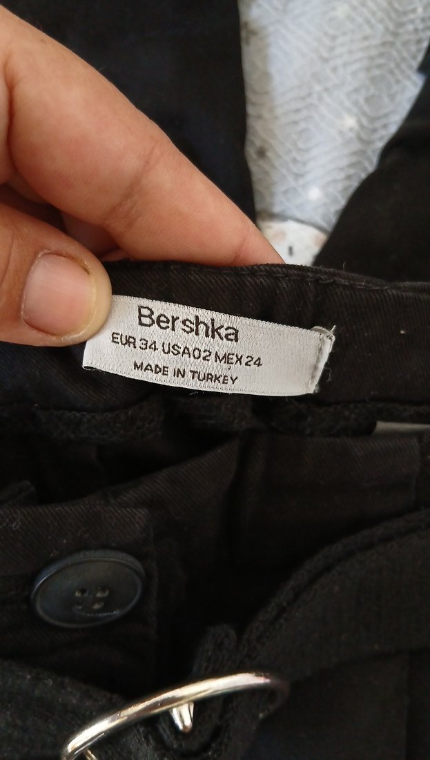 Kemerli Siyah Keten Midi Kadın Pantolon - Görsel 2