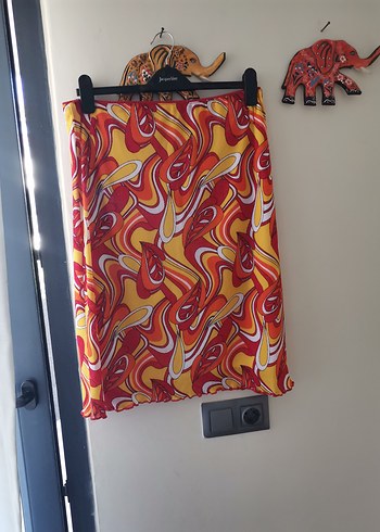 Renkli Drapeli Midi Etek - Görsel 7