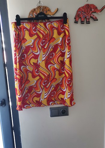 Renkli Drapeli Midi Etek - Görsel 6