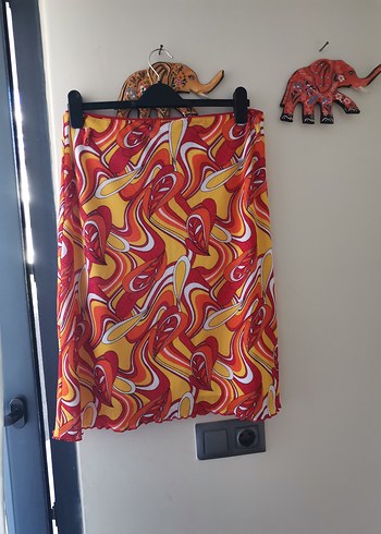 Renkli Drapeli Midi Etek - Görsel 9