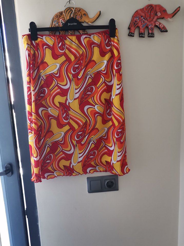 Renkli Drapeli Midi Etek - Görsel 4