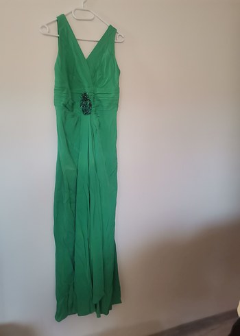 Yeşil Drapeli Uzun Abiye Elbise - Görsel 3