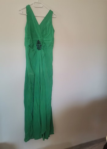 Yeşil Drapeli Uzun Abiye Elbise - Görsel 2