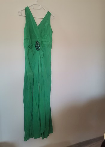 Yeşil Drapeli Uzun Abiye Elbise - Görsel 9