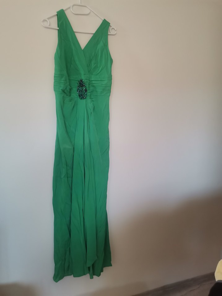 Yeşil Drapeli Uzun Abiye Elbise - Görsel 2
