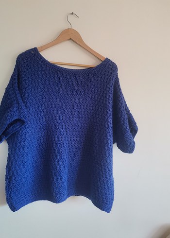 Mavi Örgü Kadın Kazak - Görsel 4