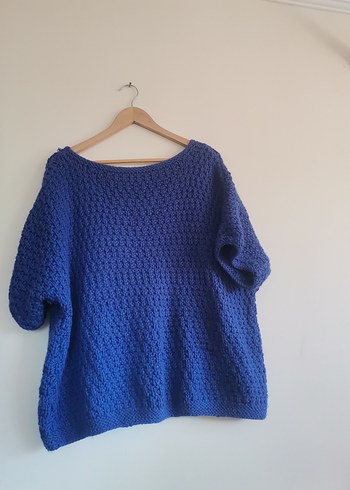 Mavi Örgü Kadın Kazak - Görsel 3