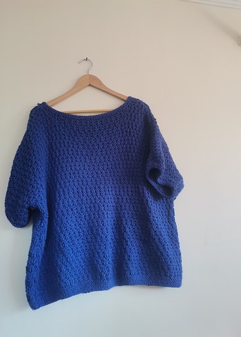 Mavi Örgü Kadın Kazak - Görsel 2